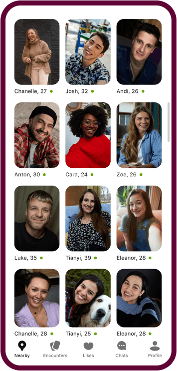 Badoo app顯示不同女性的個人資料